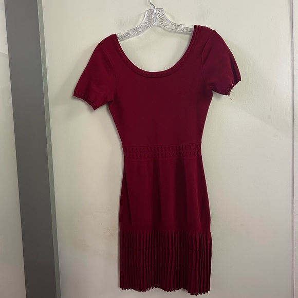 Sandro red pleated knit dress small - Picture 1 of 6